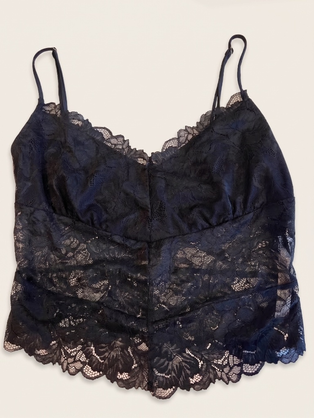 Intimately Free People Heart Eyes Cami Black Lace Top Size S